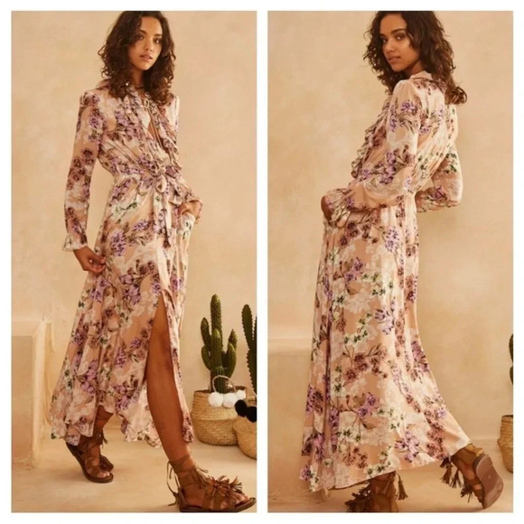 Dresses & Skirts - Jaase Chantal Lily Boho Floral Ruffle Maxi‎ Dress Size Large Cottage Corr